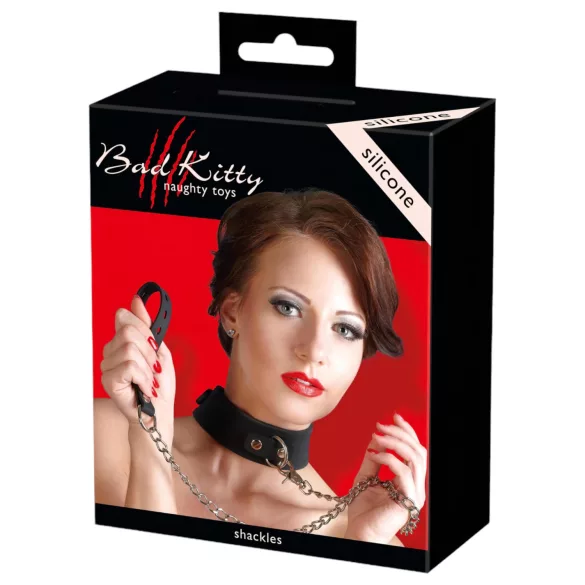 Bad Kitty - collar y correa de silicona - negro