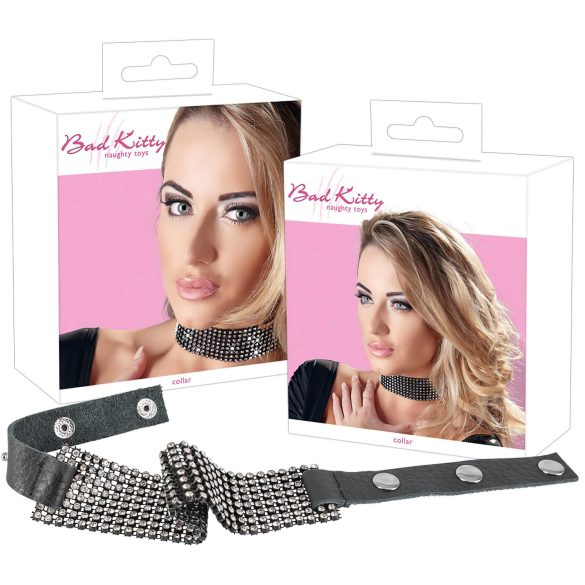 Bad Kitty - Collar de Strass (Negro)