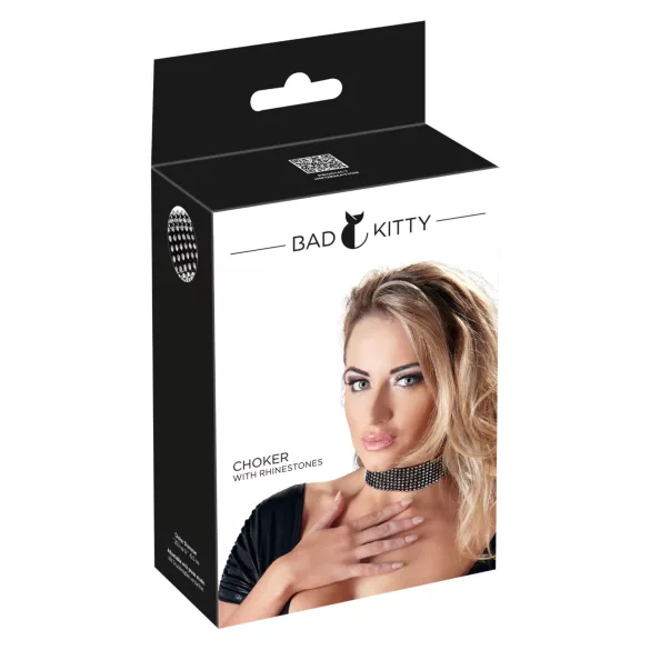 Bad Kitty - collar con strass - negro