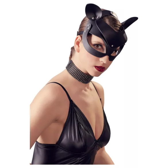 Bad Kitty - máscara de gato sintética con strass - negro talla S-L
