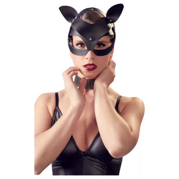 Bad Kitty - máscara de gato sintética con strass - negro talla S-L