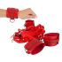 Bad Kitty - Set de ataduras de cama velcro, piel sintética (rojo)