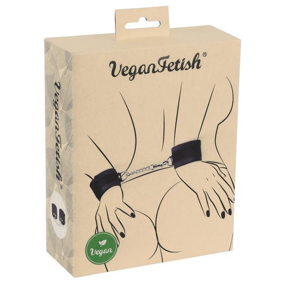 Vegan Fetish - esposas de muñeca con cadena corta - polipiel negra