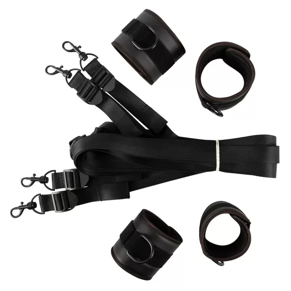 Vegan Fetish - set de ataduras para cama - cuero vegano negro