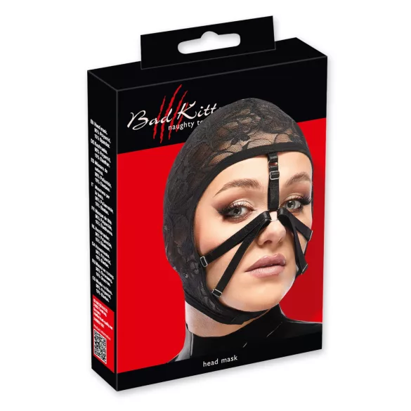 Bad Kitty - máscara facial con encaje y tiras (negra)