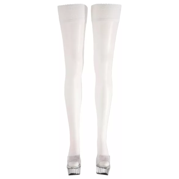 Cottelli - Medias hasta el muslo satinadas - blanco - 5/XL