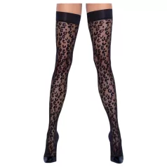   Cottelli Legwear - medias hasta el muslo - estampado leopardo - negro