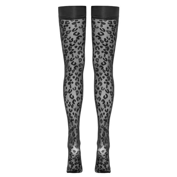 Cottelli Legwear - medias hasta el muslo - estampado leopardo - negro - 5