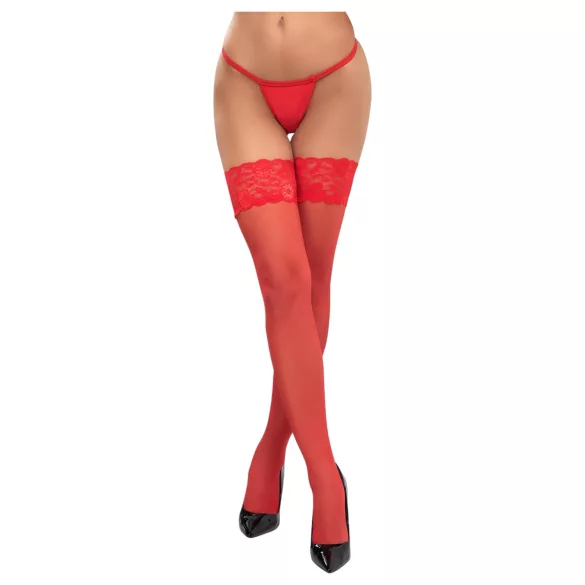 Cottelli - medias hasta el muslo de encaje floral - rojo