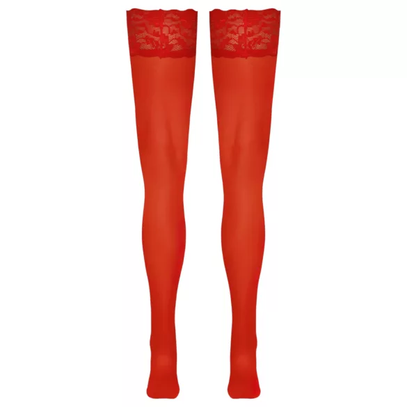 Cottelli - medias hasta el muslo de encaje floral - rojo