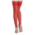 Cottelli - medias hasta el muslo de encaje floral - rojo - 3/M-L