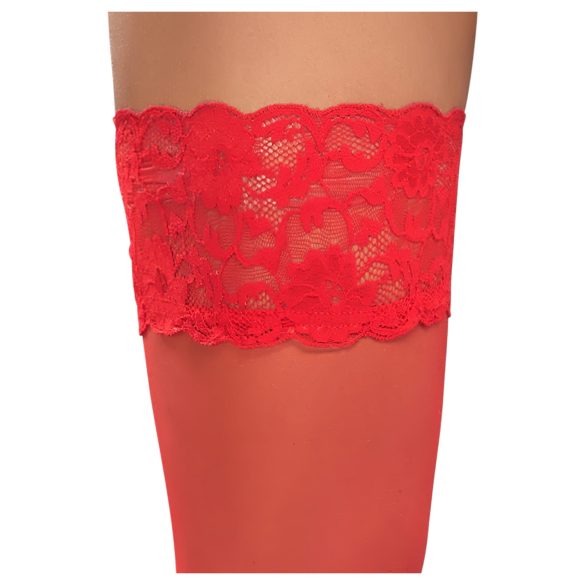 Cottelli - medias hasta el muslo de encaje floral - rojo - 4/L