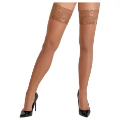   Cottelli - medias altas de encaje floral - color natural - 3/M-L
