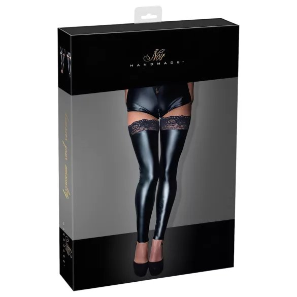 Noir - medias hasta el muslo - encaje brillante - negro - XL