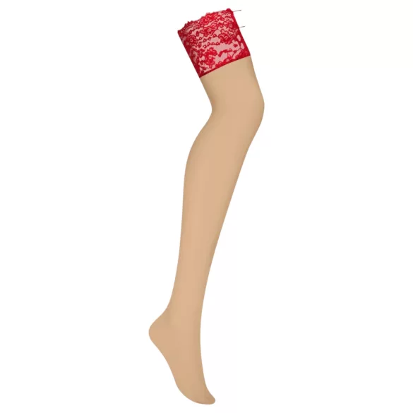 Obsessive - medias de encaje - rojo y beige