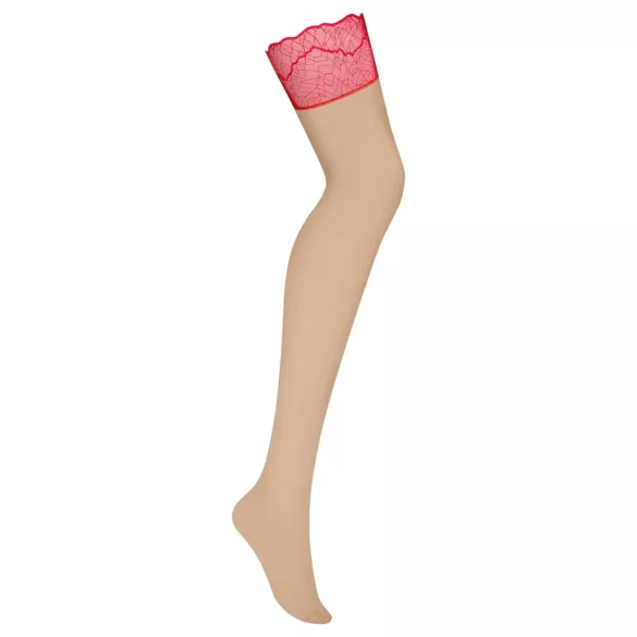 Obsessive Cupide Desir - medias autoajustables de encaje - rojo