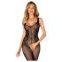 Obsessive G335 - Transparente, mono de red abierto (negro) - Tallas S-L