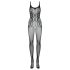 Obsessive G335 - Transparente, mono de red abierto (negro) - Tallas S-L