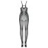 Obsessive G335 - Transparente, mono de red abierto (negro) - Tallas S-L