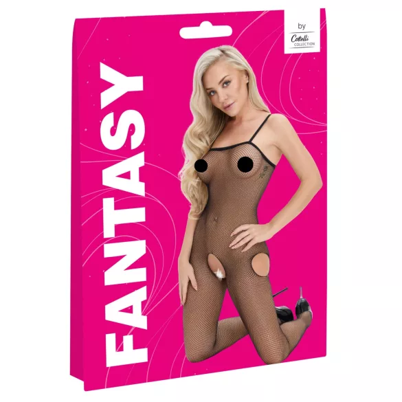 Cottelli Fantasy - body de red negro abierto con cortes en las caderas (S-L)
