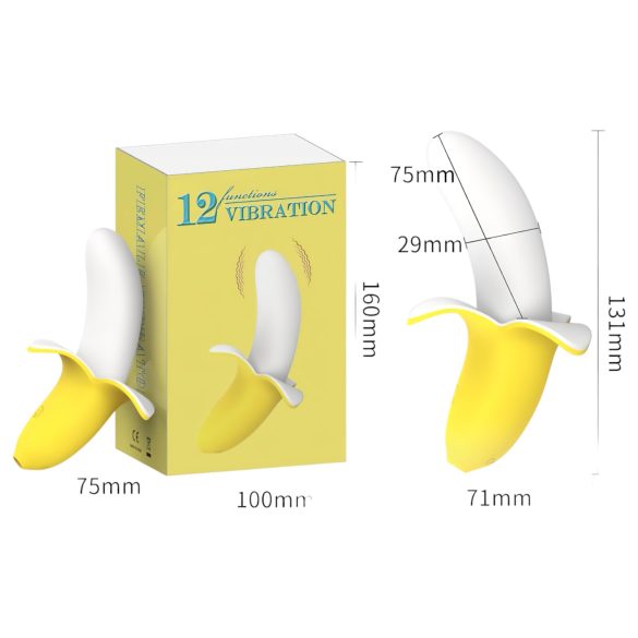 Lonely - vibrador recargable impermeable en forma de plátano - amarillo/blanco