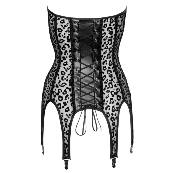 Noir - top con liguero - estampado leopardo - negro