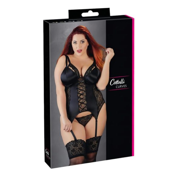 Cottelli Plus Size - Top ajustable con liguero (negro) - 3XL