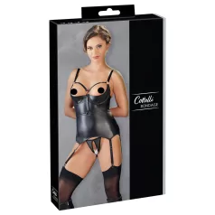   Cottelli Bondage - top push-up brillante con esposas (negro) - XL