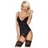 Conjunto de encaje negro con liguero Obsessive 810-COR-1