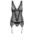 Obsessive Emperita - Top y tanga bordados finos (negro)