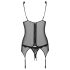 Obsessive Emperita - Top y tanga bordados finos (negro)