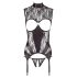 Abierta Fina - deslumbrante top abierto con encaje (negro) - XL