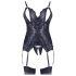 Cottelli - Conjunto de encaje abierto con tanga (negro)