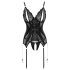 Cottelli - Conjunto de encaje abierto con tanga (negro) - L