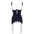 Abierta Fina - top brillante con cadena y tanga (negro)