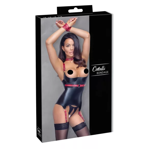 Cottelli Bondage - Top realzador con collar - brillante - negro - XL