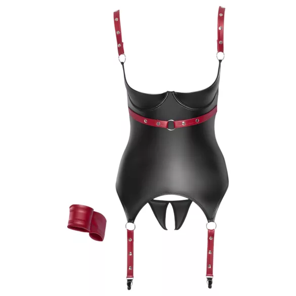 Cottelli Bondage - Top realzador con collar - brillante - negro - XL
