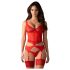 Conjunto Obsessive Cupide Desir - blusa transparente de encaje (rojo)