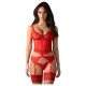 Obsessive Cupide Desir - conjunto lencería encaje transparente - rojo