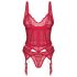 Conjunto Obsessive Cupide Desir - blusa transparente de encaje (rojo)