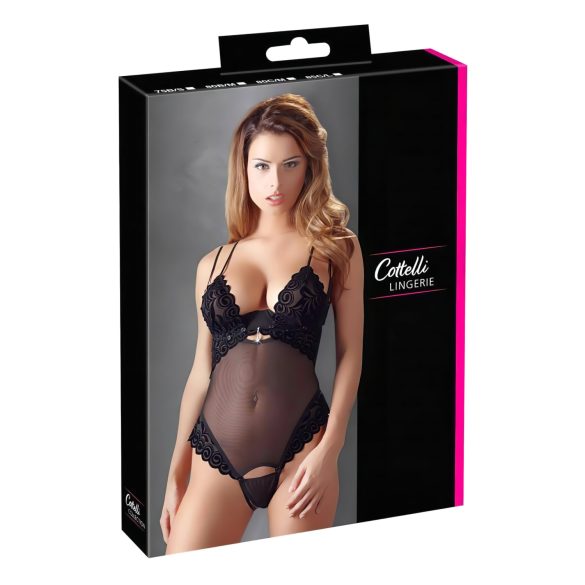 Cottelli - Body ajustable de terciopelo - negro - 80C/M