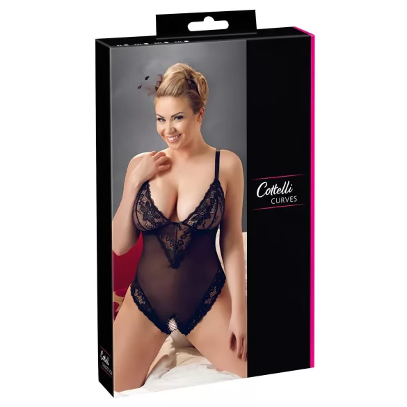 Cottelli Plus Size - body de encaje - talla grande - negro - XXXL