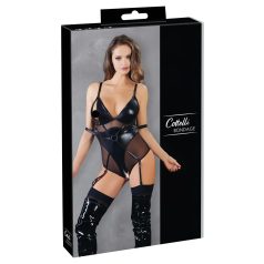 Cottelli Bondage - body brillante con esposas - negro