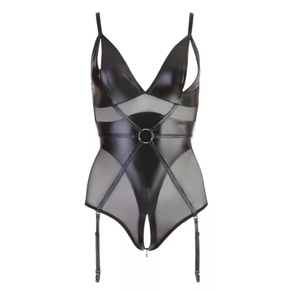Cottelli Bondage - body brillante con esposas - negro - XL