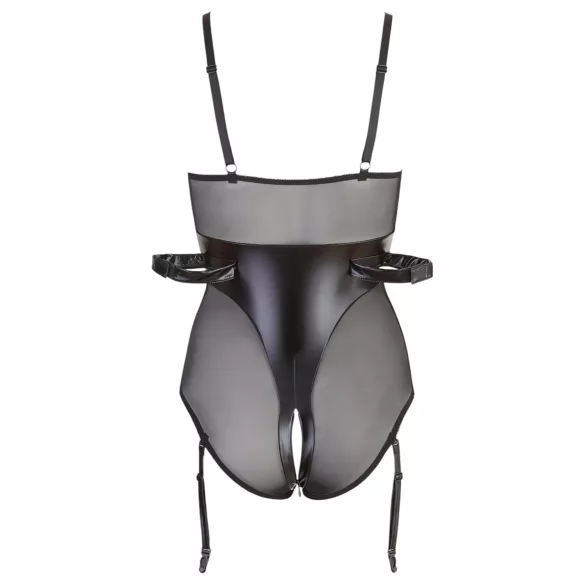 Cottelli Bondage - body brillante con esposas - negro - XL