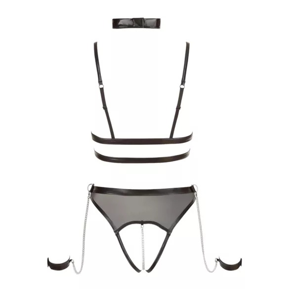 Cottelli Bondage - body abierto con correas y cadenas - negro