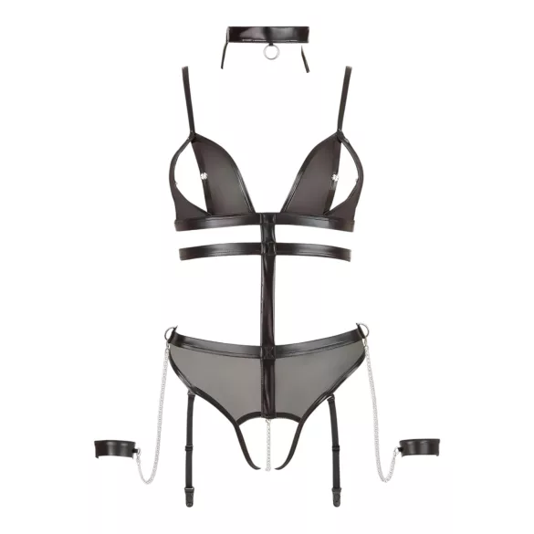 Cottelli Bondage - body abierto con correas y cadenas - negro - L