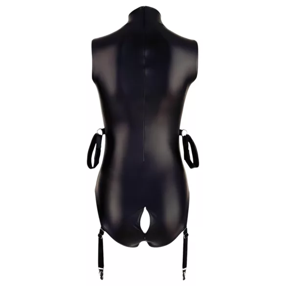 Cottelli Bondage - body brillante sin mangas y esposas para brazos - negro - M