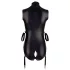 Cottelli Bondage - body brillante sin mangas y esposas para brazos - negro - M