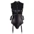 Cottelli Bondage - body brillante sin mangas y esposas para brazos - negro - L